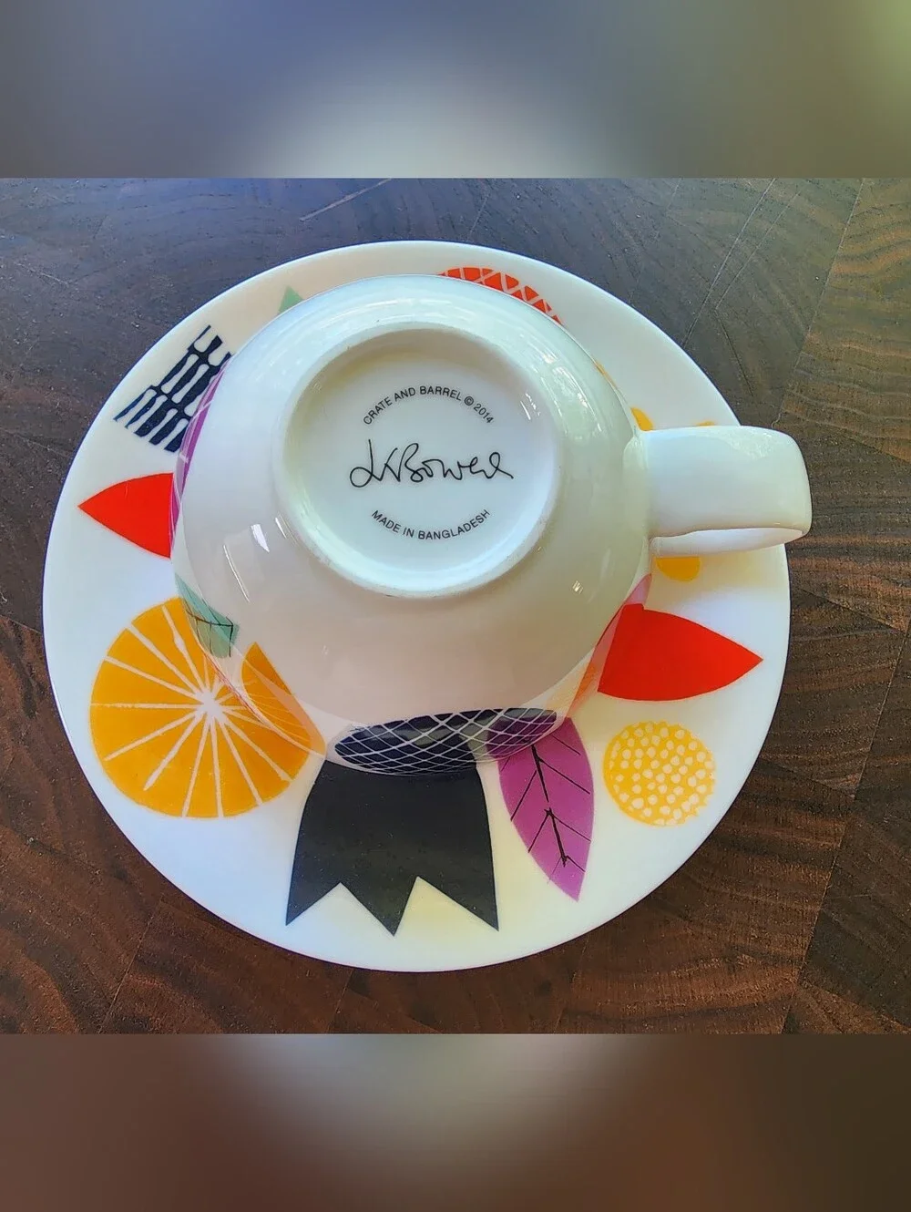 Crate & Barrel x Jenny Bowers 2014 Oversized Teacup & Saucer Set